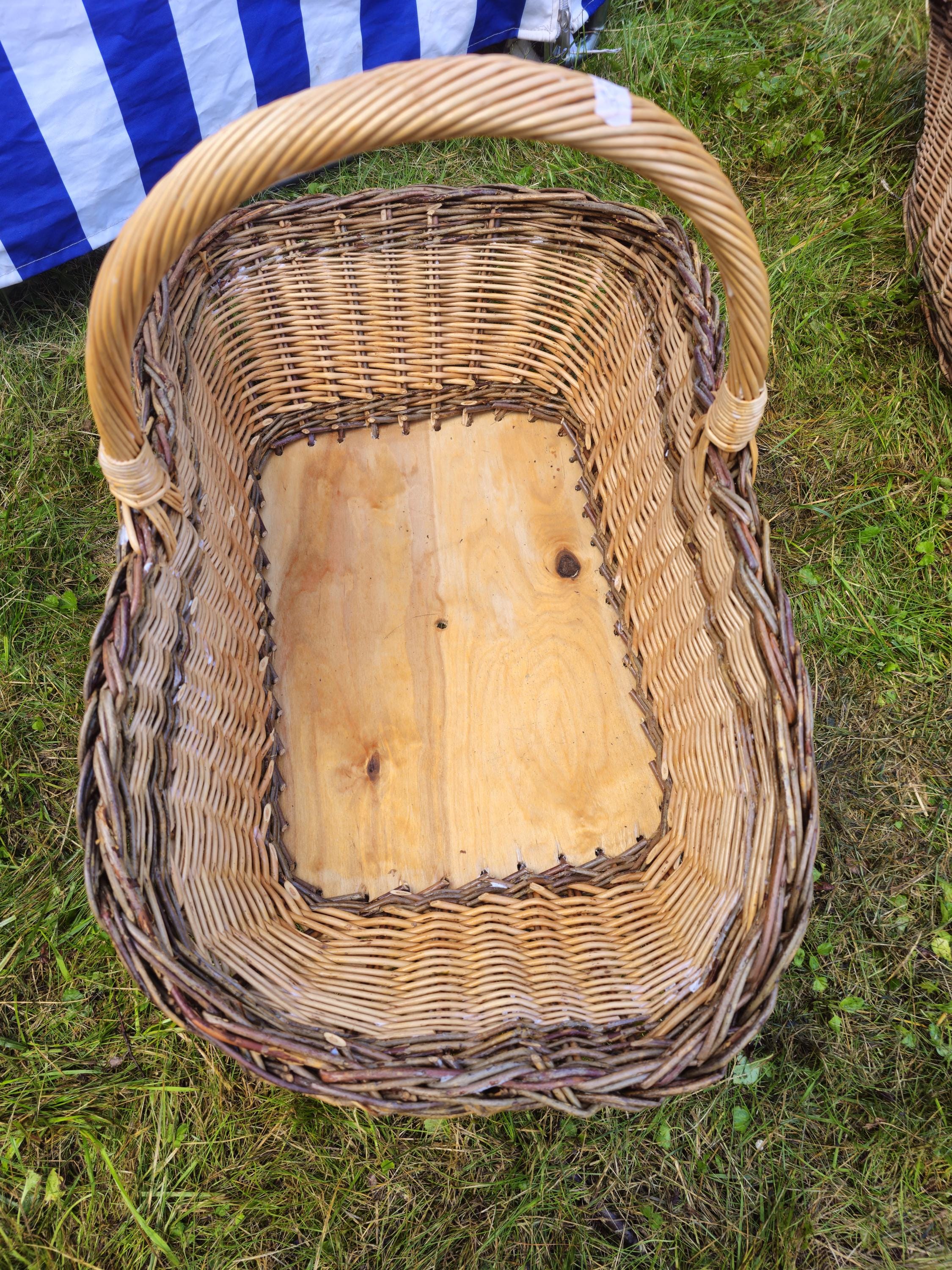 Wicker Gathering Basket with Wooden Base - Extra Large Handwoven Willow Basket