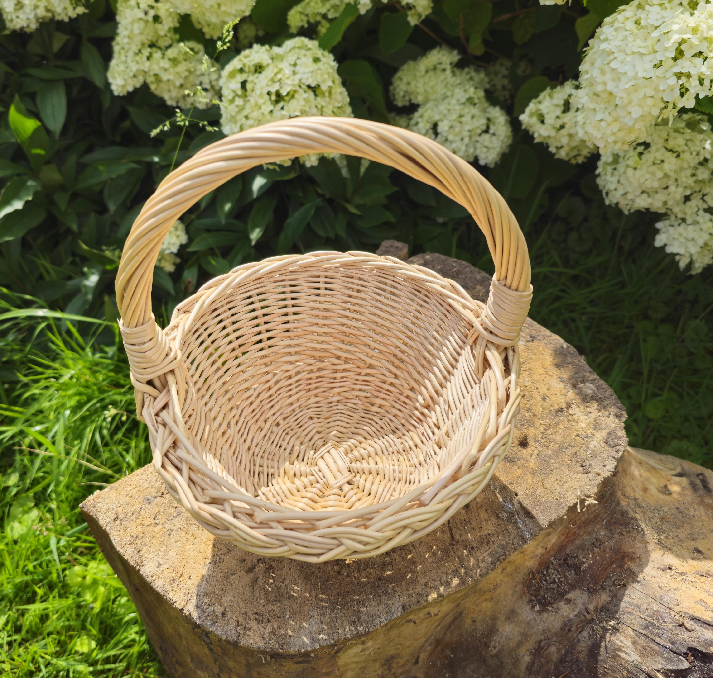 Small Rustic Decorative Wicker Basket - Mini Handwoven Farmhouse Storage - Cottagecore Natural Decor