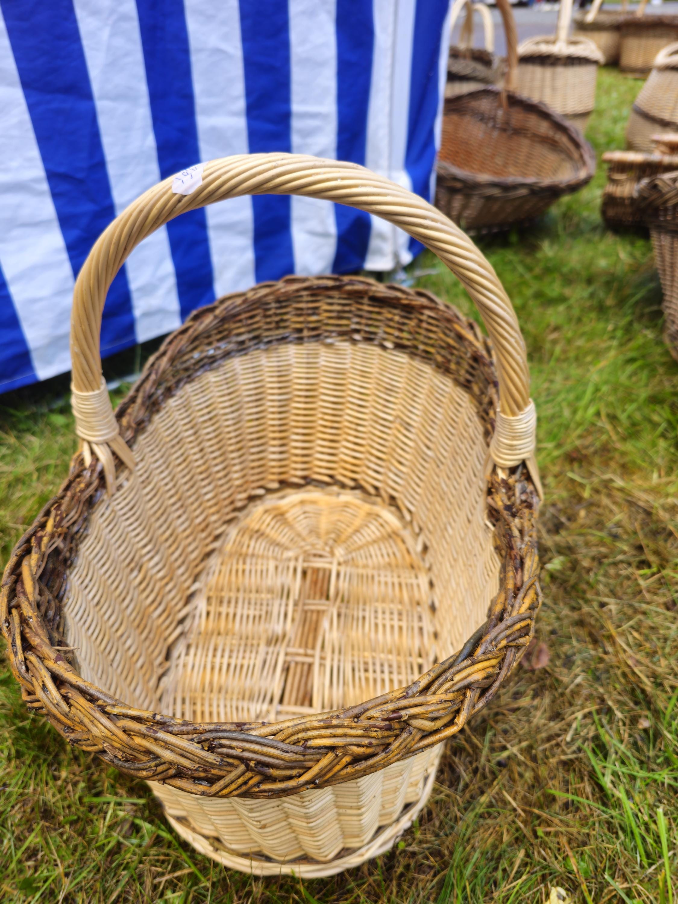 Wicker Oval Basket with Rustic Dark Rim - Handwoven Willow Foraging Basket