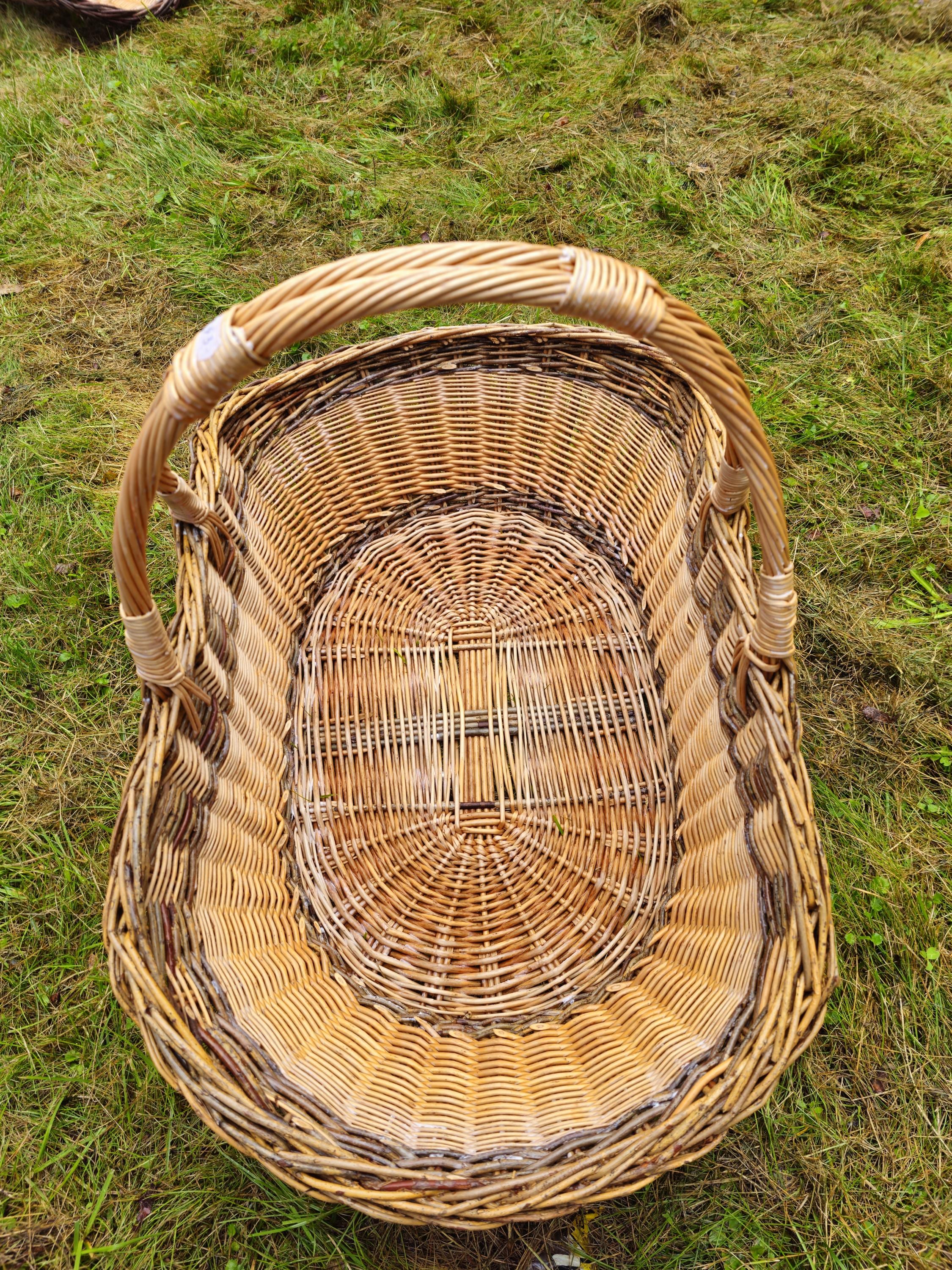 Extra Large Rustic Wicker Basket with Braided Rim - Handwoven Willow Basket for Gathering &amp; Storage