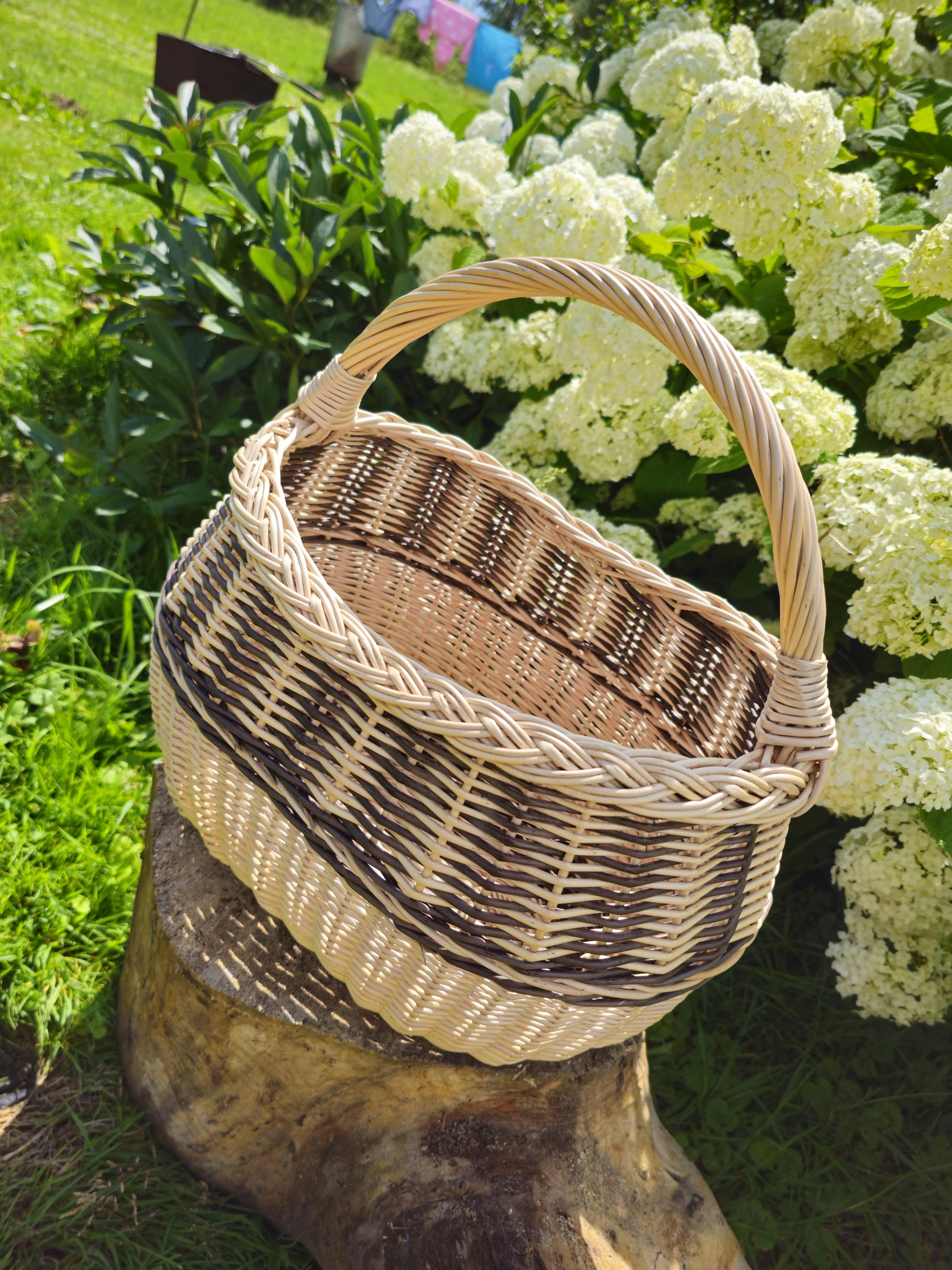 Rustic Decorative Wicker Basket - Small Handwoven Farmhouse Storage - Cottagecore Natural Home Decor