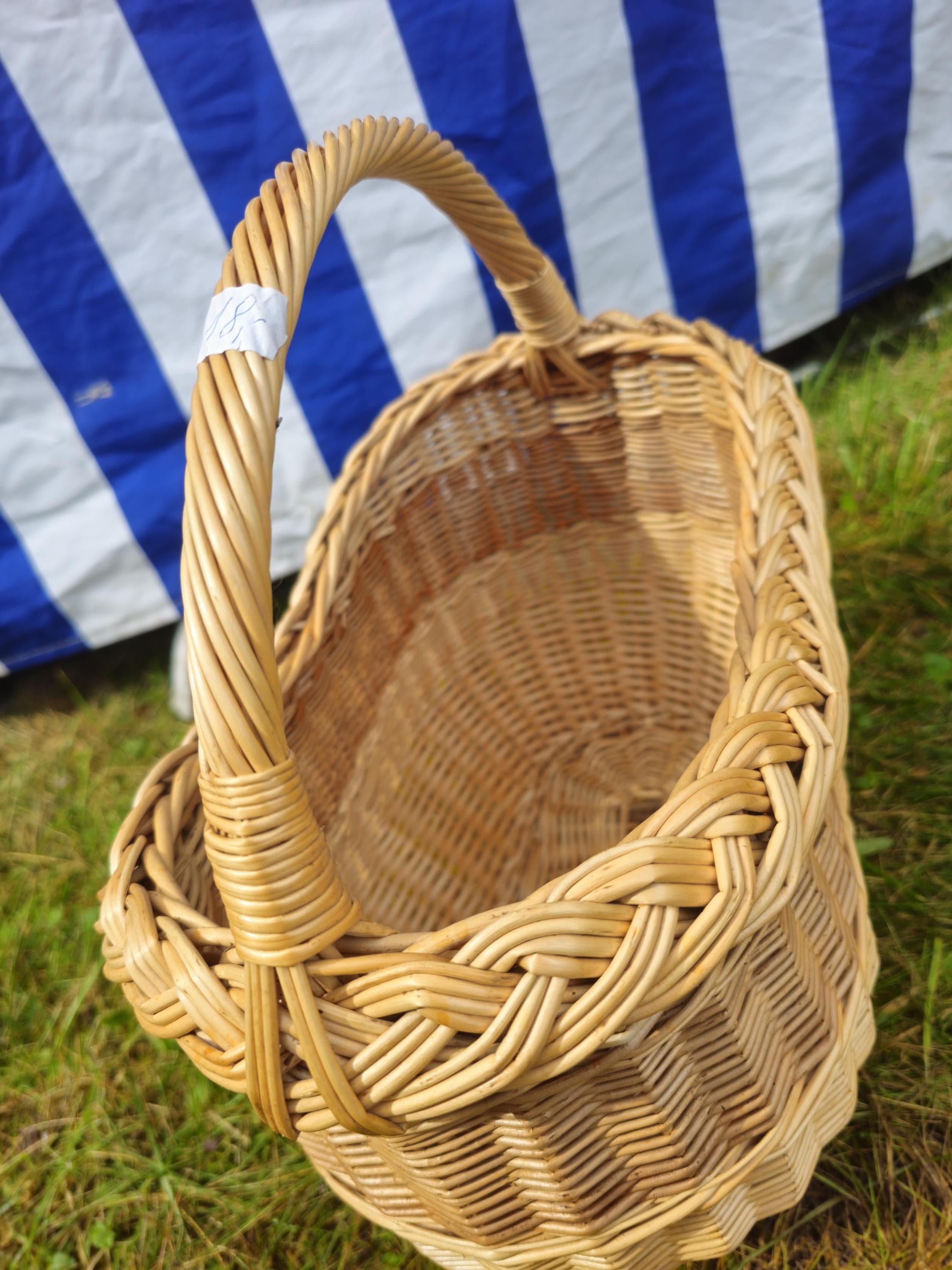 Wicker Oval Basket with Braided Rim - Small Handwoven Willow Basket