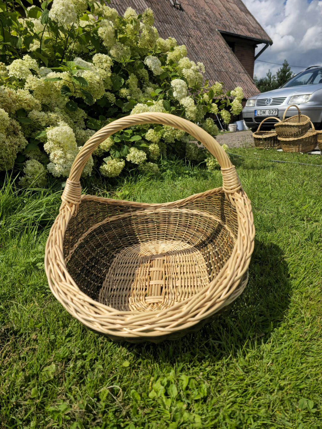Handwoven Unpeeled Willow Basket: Rustic Gathering &amp; Harvest Basket