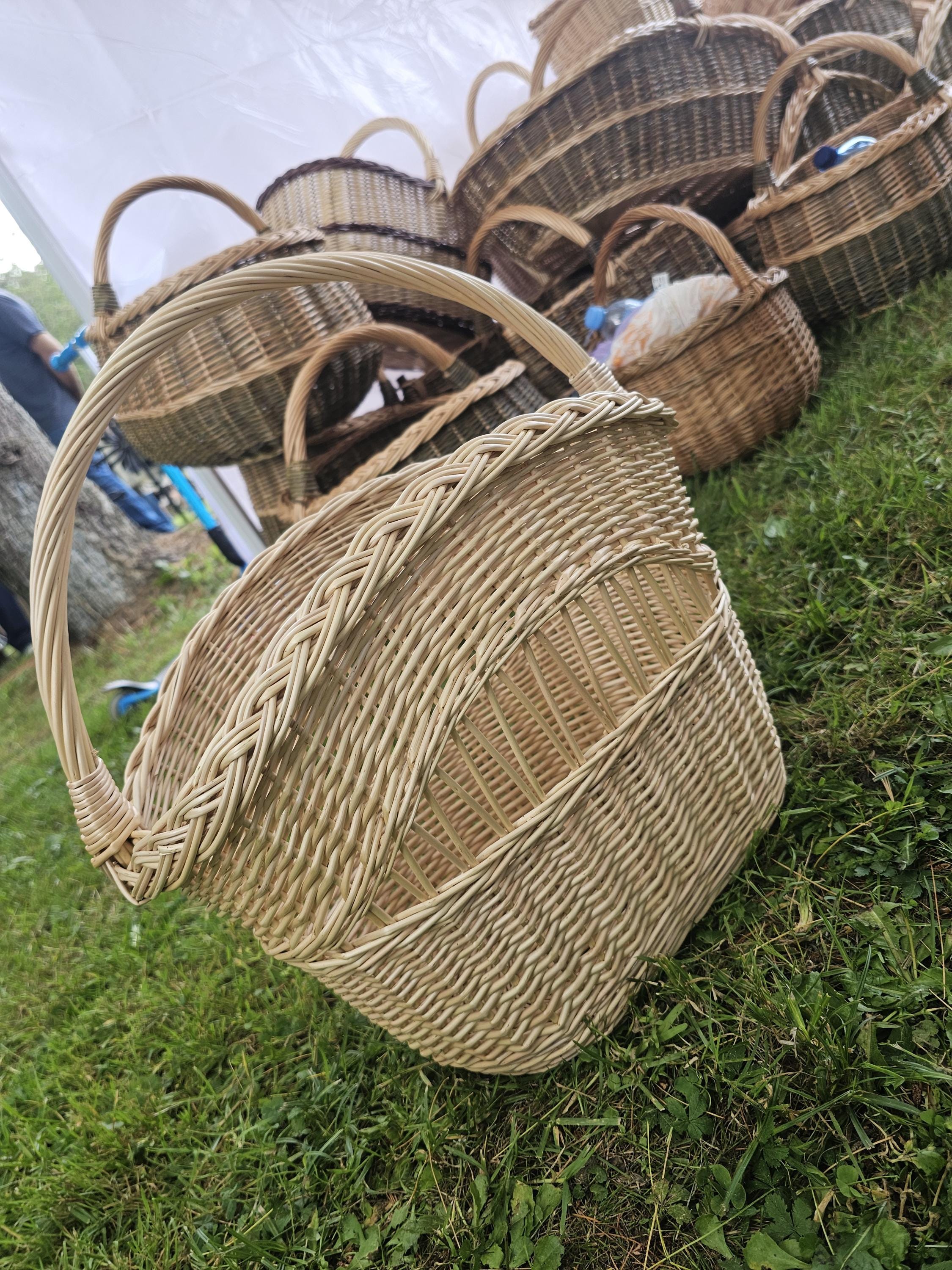 Decorative Wicker Basket, Asymmetrical Entryway &amp; Storage Basket, Rustic Farmhouse Centerpiece, Handwoven in Lithuania