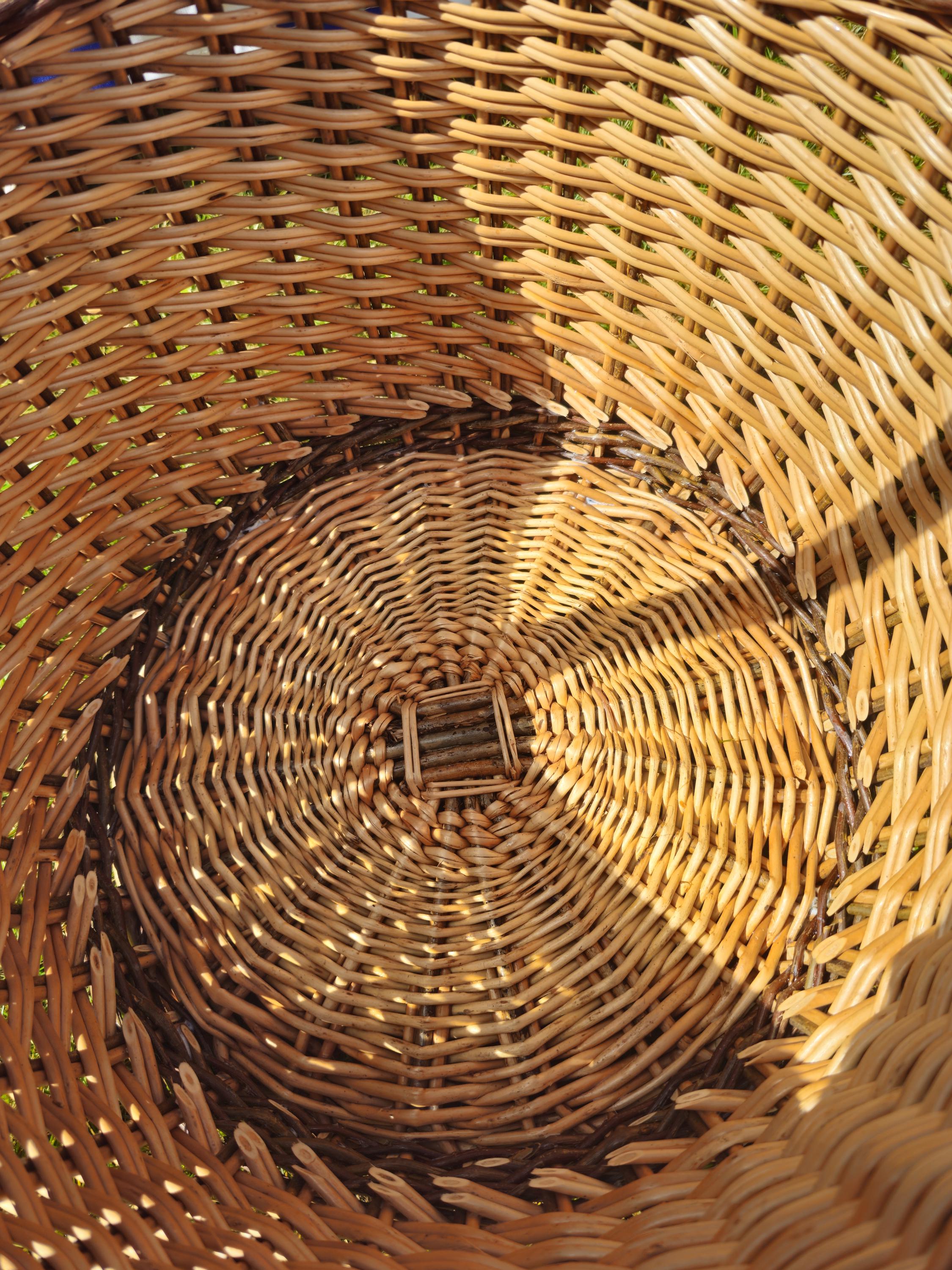 Wicker Mushroom Basket with Braided Rim - Handwoven Foraging Basket