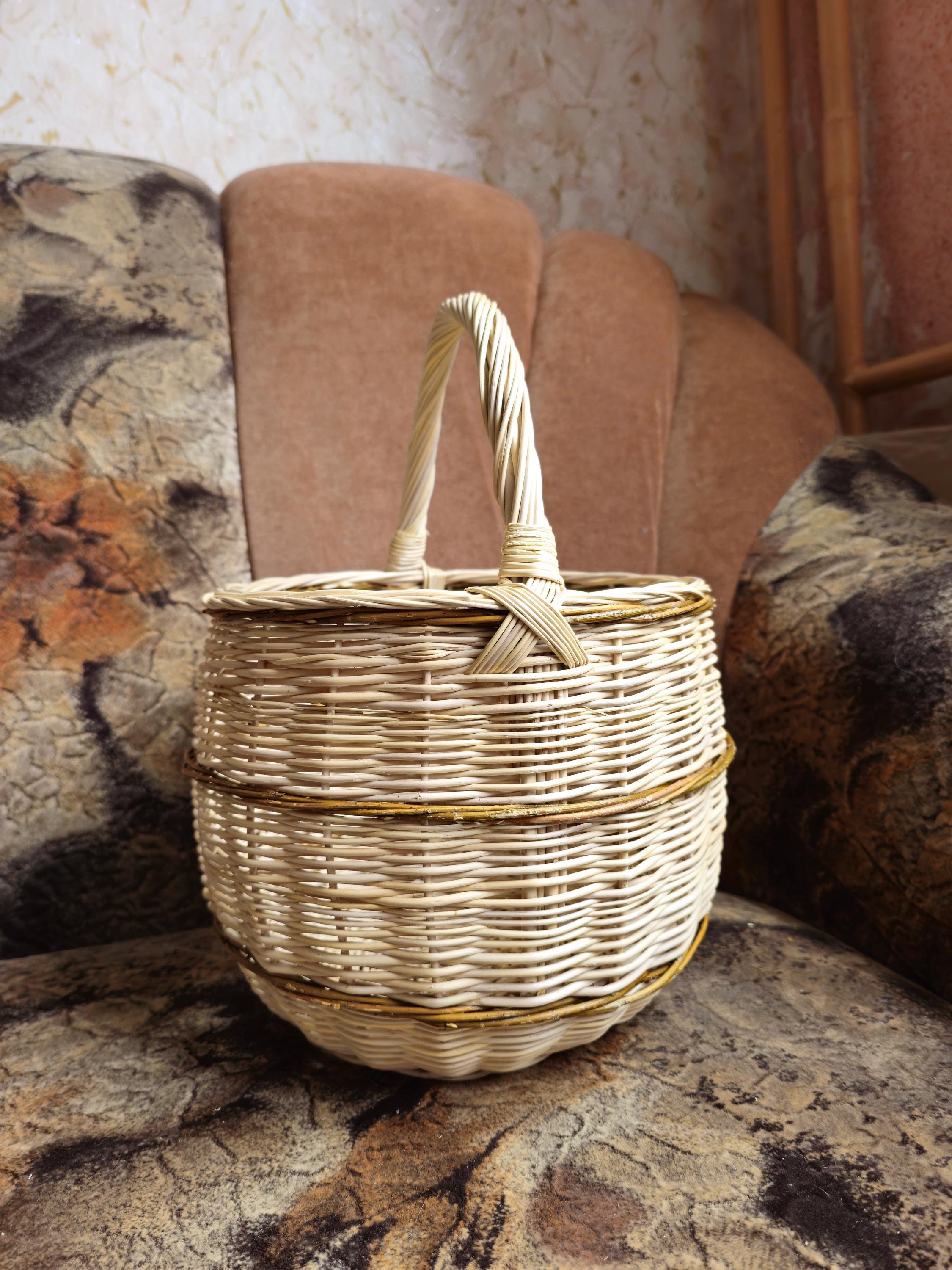 Rustic Handwoven Wicker Basket - Traditional Gathering Basket