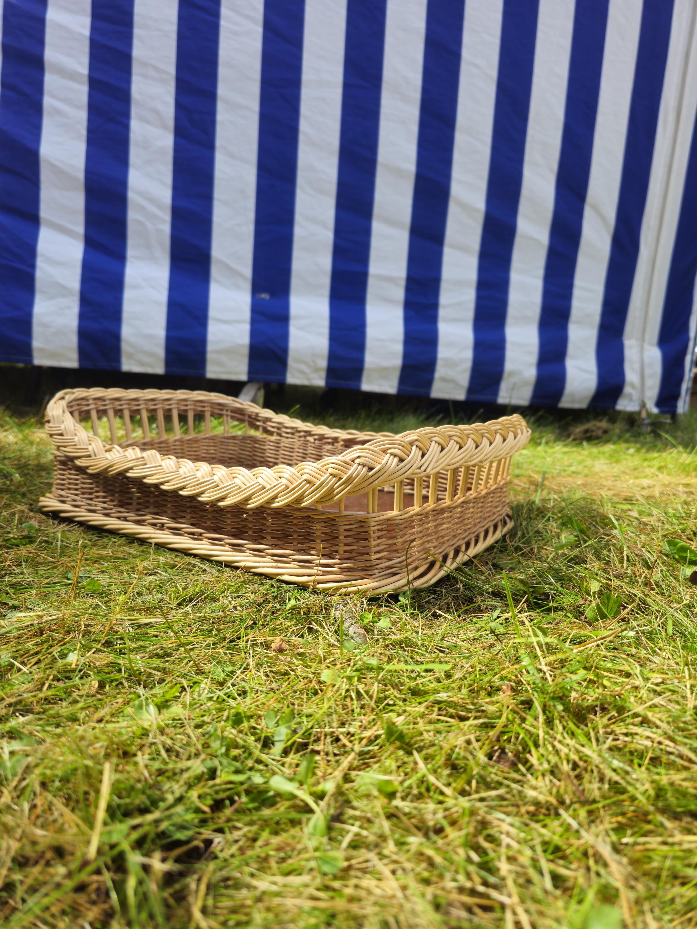 Rustic Rectangular Willow Tray - Handmade Organizer Basket