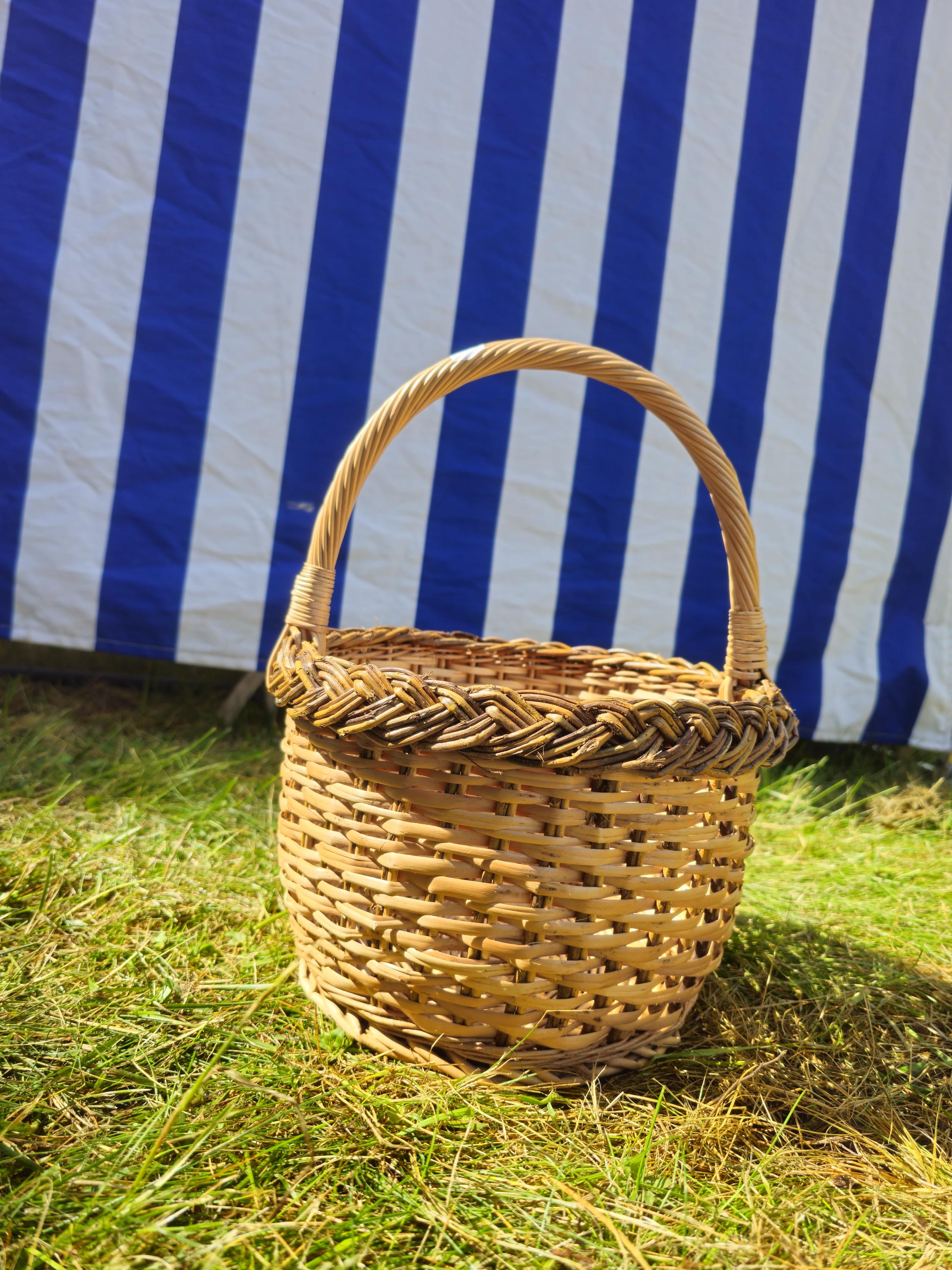 Round Wicker Basket - Handwoven Natural Storage